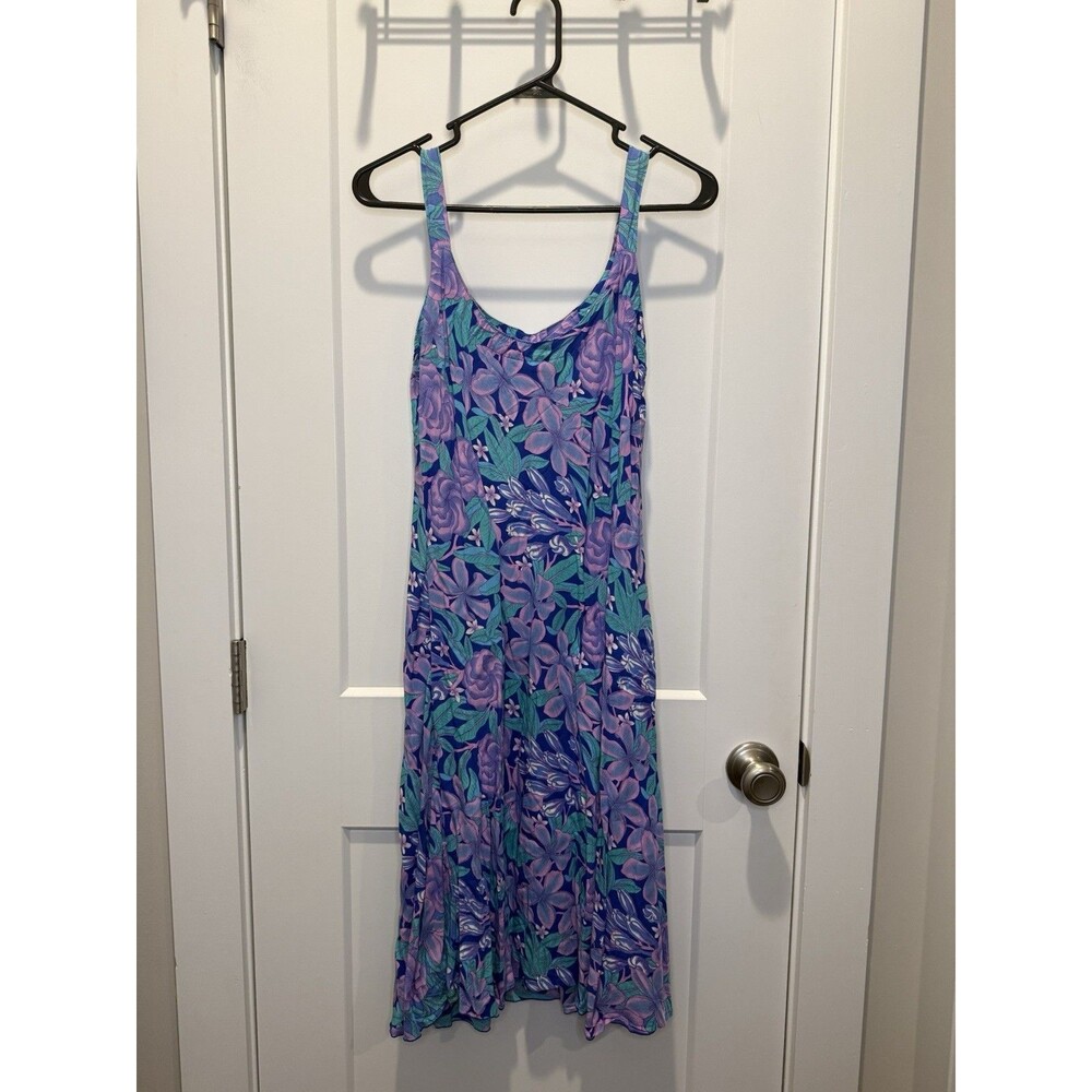 Women’s Rainbow Joe Hawaiian Midi Length Sleeveless Dress Floral Resort Beach M